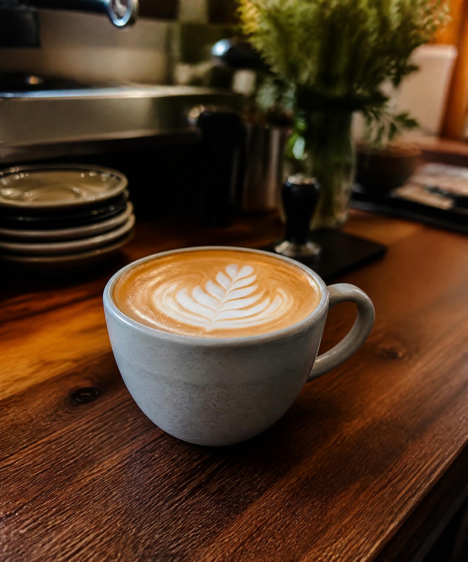 Latte with rosetta latte art