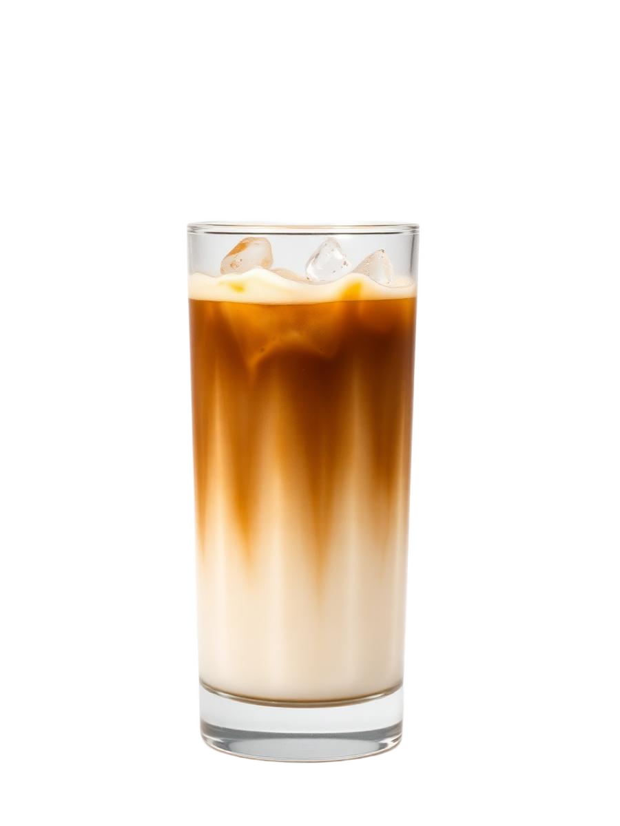 Iced honey latte in a tall glass